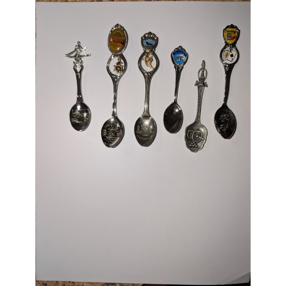 Lot of 6 Souvenir Spoons Alaska PA Washington CO NJ Minnesota